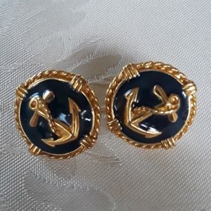 Vintage Anchor Clip On Earrings